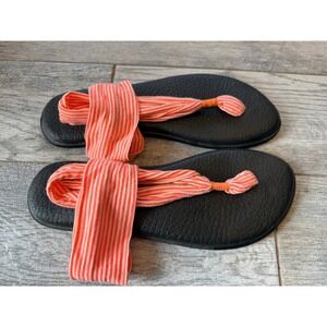 Sanuk Yoga Sling 2 Sandals Womens 11 Orange Striped Yoga Mat Boho HIppie Shoes